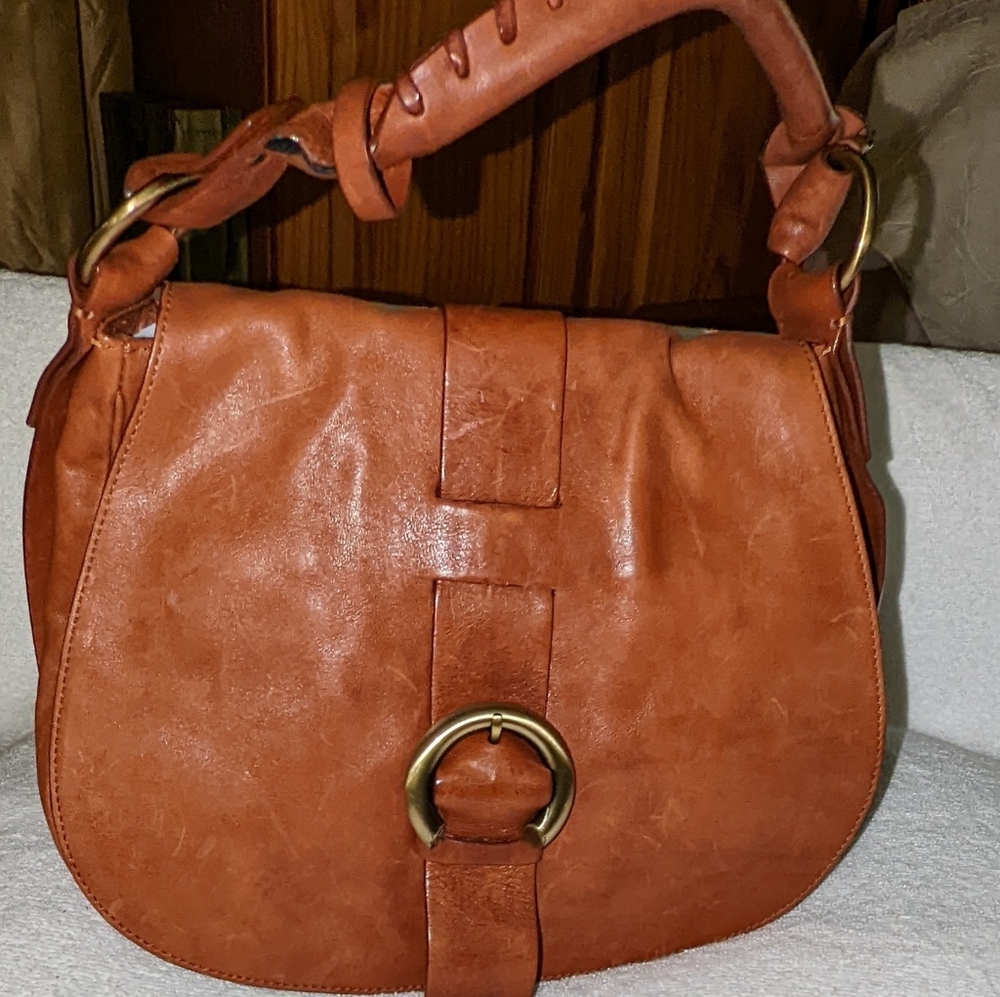 Francesco Biasia  brown leather shoulder bag.